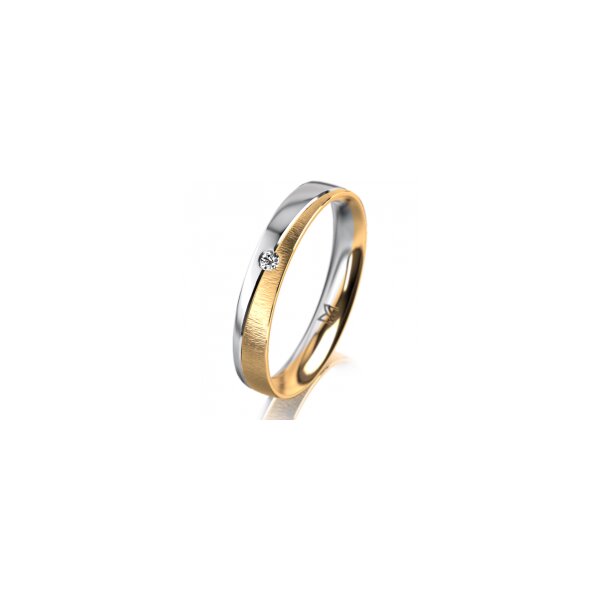 Ring 18 Karat Gelbgold/950 Platin 3.5 mm sandmatt 1 Brillant G vs 0,025ct