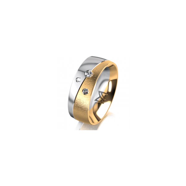 Ring 18 Karat Gelbgold/950 Platin 7.0 mm sandmatt 3 Brillanten G vs Gesamt 0,070ct