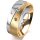 Ring 18 Karat Gelbgold/950 Platin 7.0 mm sandmatt 3 Brillanten G vs Gesamt 0,070ct