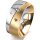 Ring 18 Karat Gelbgold/950 Platin 8.0 mm sandmatt 3 Brillanten G vs Gesamt 0,080ct
