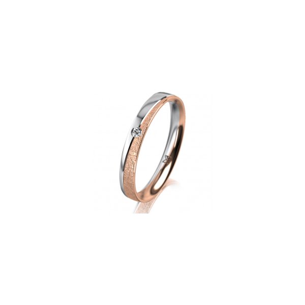 Ring 18 Karat Rotgold/950 Platin 3.0 mm kreismatt 1 Brillant G vs 0,025ct