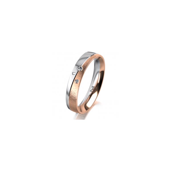 Ring 18 Karat Rotgold/950 Platin 4.0 mm sandmatt 3 Brillanten G vs Gesamt 0,030ct