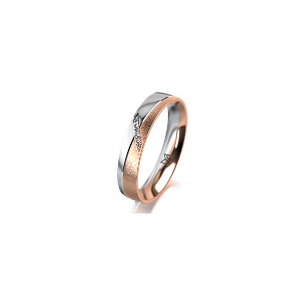 Ring 18 Karat Rotgold/950 Platin 4.0 mm sandmatt 4 Brillanten G vs Gesamt 0,020ct