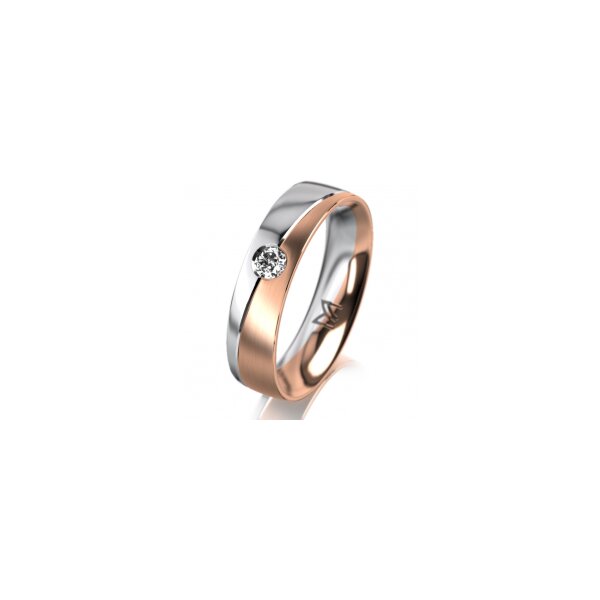 Ring 18 Karat Rotgold/950 Platin 5.0 mm längsmatt 1 Brillant G vs 0,090ct
