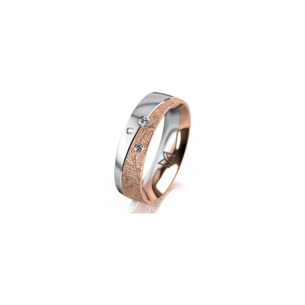 Ring 18 Karat Rotgold/950 Platin 5.5 mm kristallmatt 3 Brillanten G vs Gesamt 0,050ct