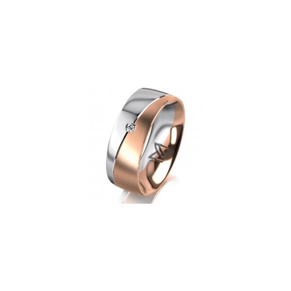 Ring 18 Karat Rotgold/950 Platin 7.0 mm längsmatt 1 Brillant G vs 0,025ct