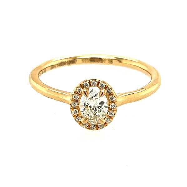 Ring 18 Karat Gelbgold 1 Brillant 0,30ct G vs 16 Brillanten 0,035ct G vs