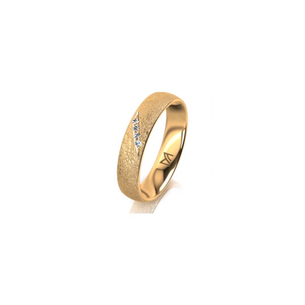 Ring 18 Karat Gelbgold 4.5 mm kreismatt 4 Brillanten G vs 0,025ct