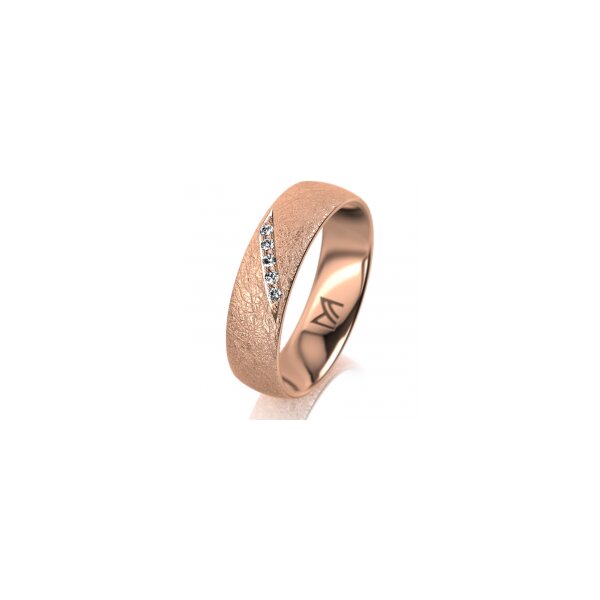 Ring 14 Karat Rotgold 5.5 mm kreismatt 5 Brillanten G vs Gesamt 0,045ct