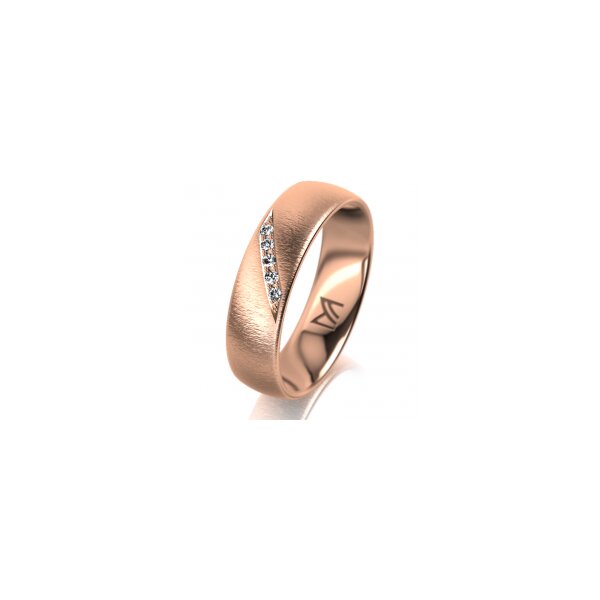 Ring 14 Karat Rotgold 5.5 mm sandmatt 5 Brillanten G vs Gesamt 0,045ct