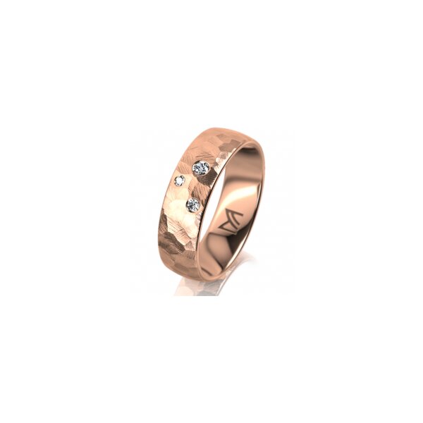 Ring 14 Karat Rotgold 6.0 mm diamantmatt 3 Brillanten G vs Gesamt 0,060ct