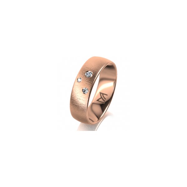 Ring 18 Karat Rotgold 6.0 mm sandmatt 3 Brillanten G vs Gesamt 0,060ct