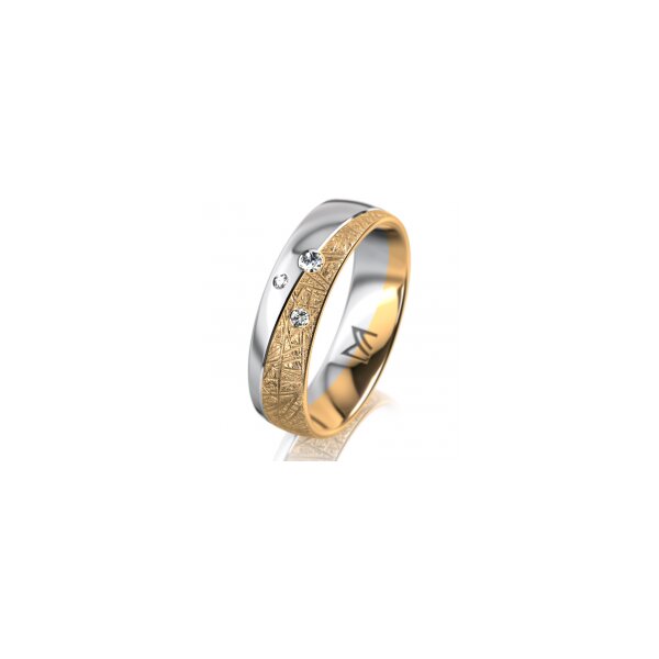 Ring 14 Karat Gelb-/Weissgold 5.5 mm kristallmatt 3 Brillanten G vs Gesamt 0,050ct