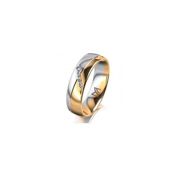 Ring 18 Karat Gelb-/Weissgold 5.5 mm poliert 5 Brillanten G vs Gesamt 0,045ct