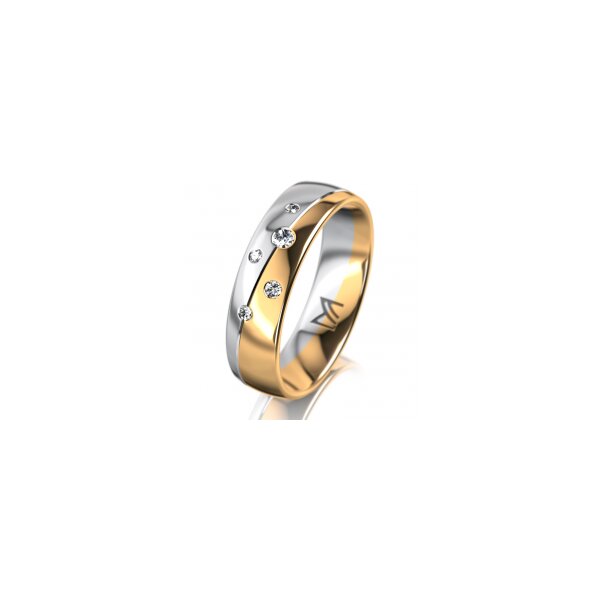 Ring 14 Karat Gelb-/Weissgold 5.5 mm poliert 5 Brillanten G vs Gesamt 0,065ct