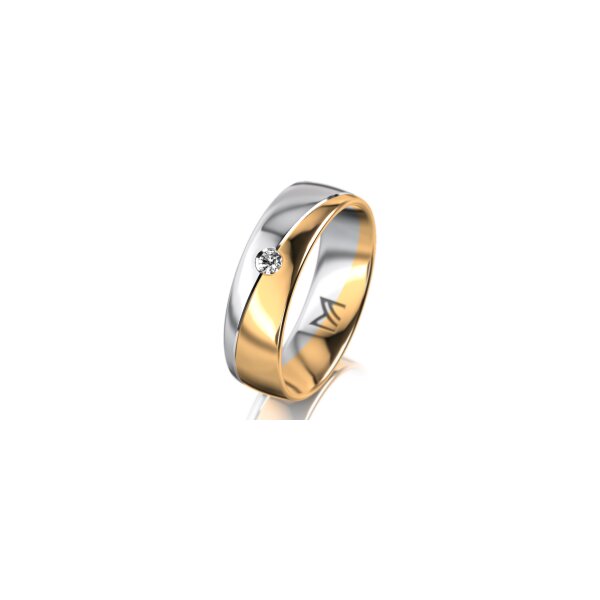 Ring 18 Karat Gelb-/Weissgold 6.0 mm poliert 1 Brillant G vs 0,050ct