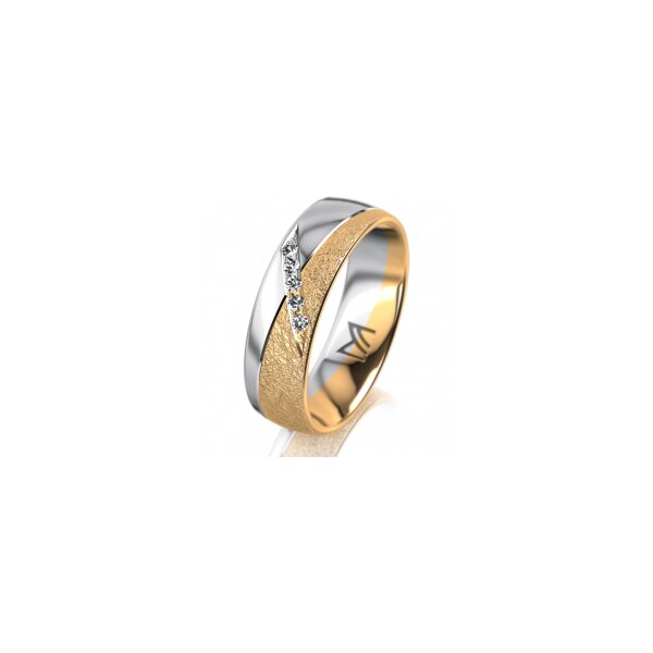 Ring 18 Karat Gelb-/Weissgold 6.0 mm kreismatt 5 Brillanten G vs Gesamt 0,065ct