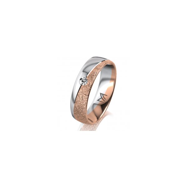 Ring 14 Karat Rot-/Weissgold 5.5 mm kristallmatt 1 Brillant G vs 0,050ct