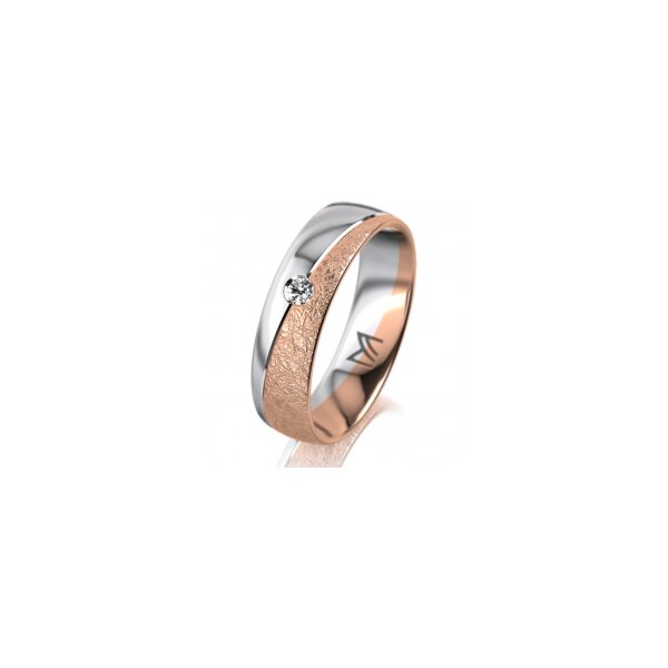 Ring 18 Karat Rot-/Weissgold 5.5 mm kreismatt 1 Brillant G vs 0,050ct