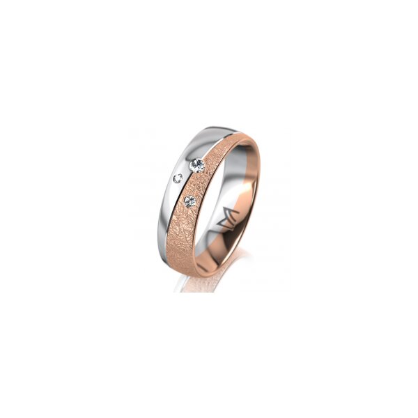 Ring 14 Karat Rot-/Weissgold 5.5 mm kreismatt 3 Brillanten G vs Gesamt 0,050ct