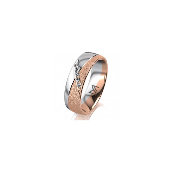 Ring 14 Karat Rot-/Weissgold 6.0 mm kreismatt 5 Brillanten G vs Gesamt 0,065ct