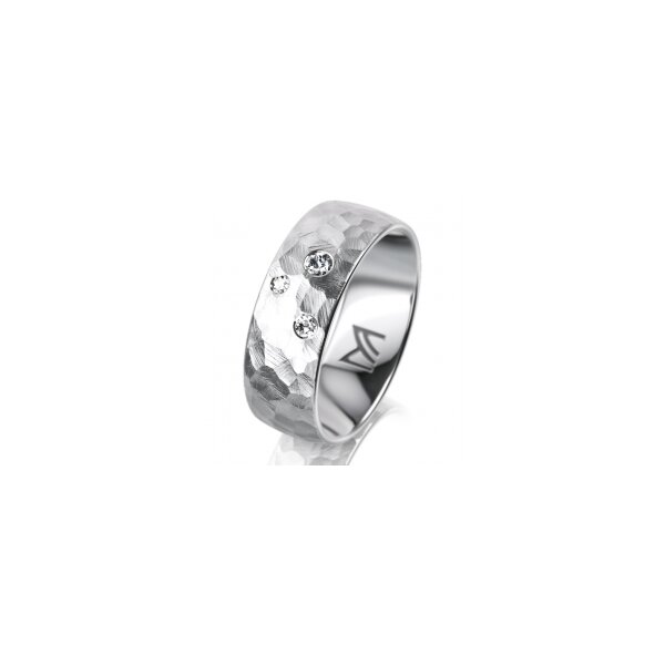 Ring 18 Karat Weissgold 7.0 mm diamantmatt 3 Brillanten G vs Gesamt 0,070ct