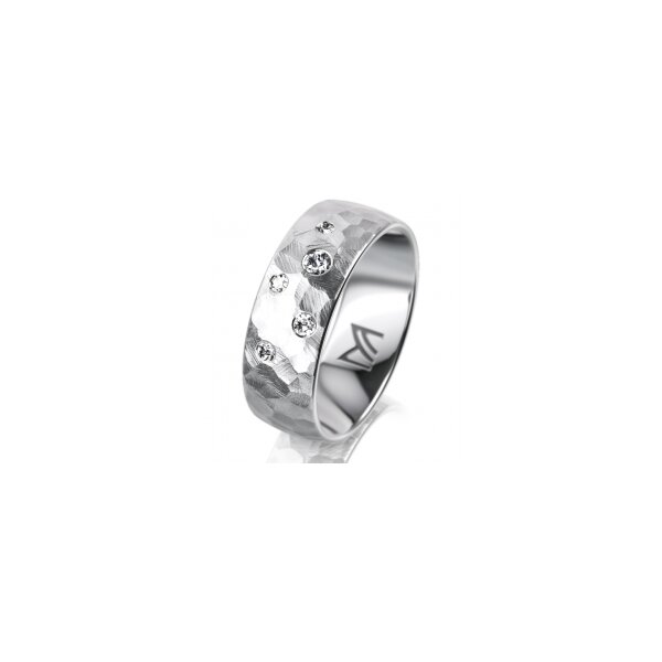 Ring 14 Karat Weissgold 7.0 mm diamantmatt 5 Brillanten G vs Gesamt 0,095ct