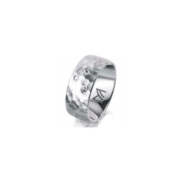 Ring 14 Karat Weissgold 8.0 mm diamantmatt 3 Brillanten G vs Gesamt 0,080ct