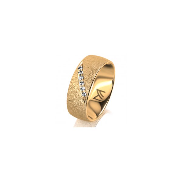 Ring 14 Karat Gelbgold 7.0 mm kreismatt 6 Brillanten G vs Gesamt 0,080ct