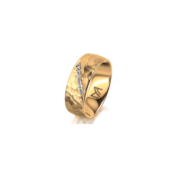 Ring 14 Karat Gelbgold 7.0 mm diamantmatt 6 Brillanten G vs Gesamt 0,080ct