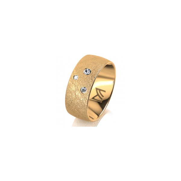 Ring 14 Karat Gelbgold 8.0 mm kreismatt 3 Brillanten G vs Gesamt 0,080ct