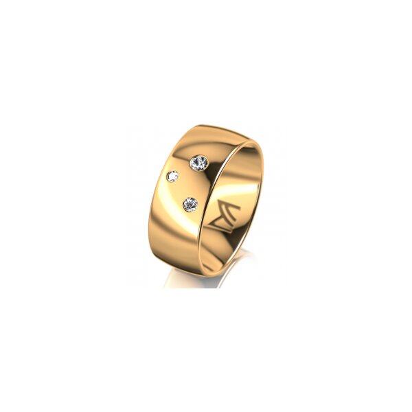 Ring 18 Karat Gelbgold 8.0 mm poliert 3 Brillanten G vs Gesamt 0,080ct