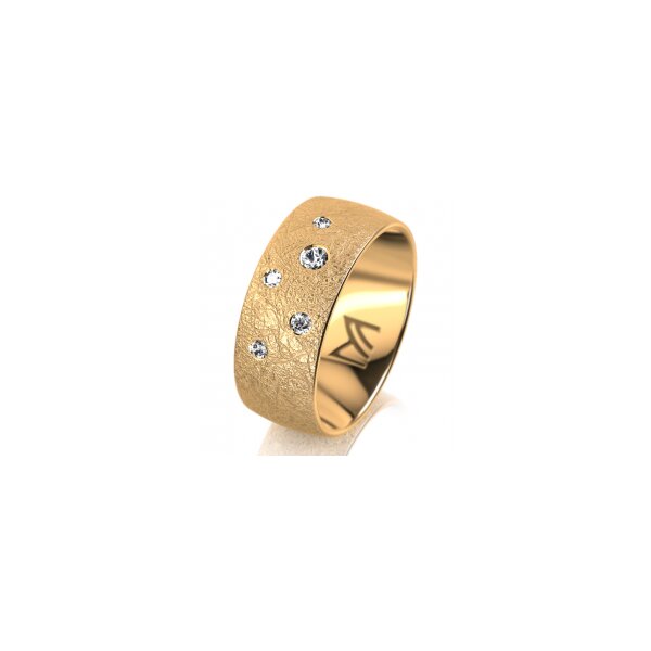 Ring 14 Karat Gelbgold 8.0 mm kreismatt 5 Brillanten G vs Gesamt 0,115ct