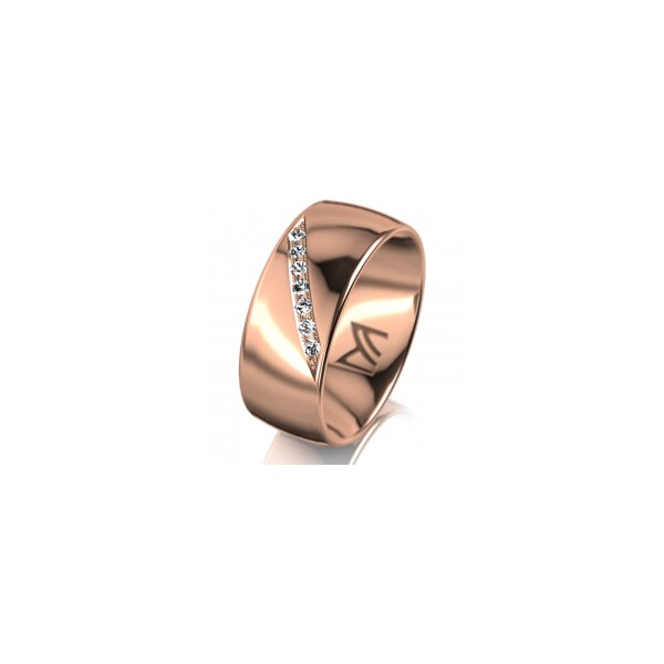 Ring 14 Karat Rotgold 8.0 mm poliert 7 Brillanten G vs Gesamt 0,095ct