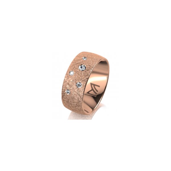 Ring 18 Karat Rotgold 8.0 mm kristallmatt 5 Brillanten G vs Gesamt 0,115ct