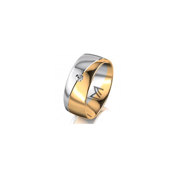 Ring 14 Karat Gelb-/Weissgold 8.0 mm poliert 1 Brillant G vs 0,050ct