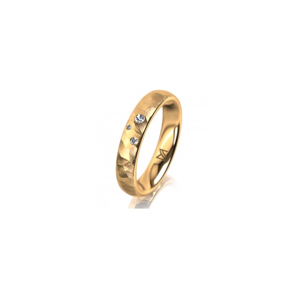 Ring 14 Karat Gelbgold 4.0 mm diamantmatt 3 Brillanten G vs Gesamt 0,030ct