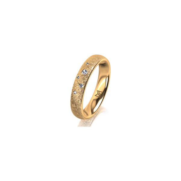 Ring 14 Karat Gelbgold 4.0 mm kristallmatt 5 Brillanten G vs Gesamt 0,035ct