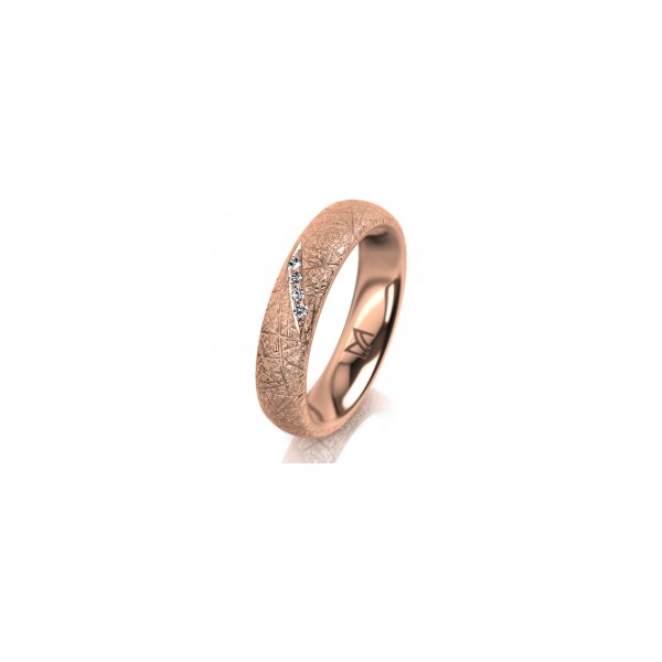 Ring 14 Karat Rotgold 4.5 mm kristallmatt 4 Brillanten G vs Gesamt 0,025ct