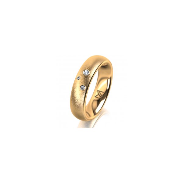 Ring 18 Karat Gelbgold 5.0 mm sandmatt 3 Brillanten G vs Gesamt 0,040ct