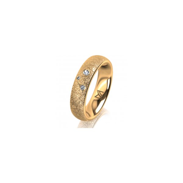 Ring 18 Karat Gelbgold 5.0 mm kristallmatt 3 Brillanten G vs Gesamt 0,040ct