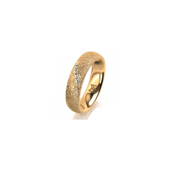 Ring 18 Karat Gelbgold 5.0 mm kristallmatt 5 Brillanten G vs Gesamt 0,035ct