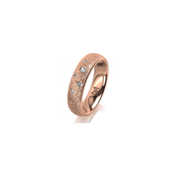 Ring 14 Karat Rotgold 5.0 mm kristallmatt 5 Brillanten G vs Gesamt 0,055ct