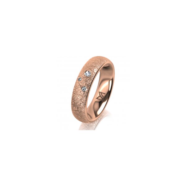 Ring 18 Karat Rotgold 5.0 mm kristallmatt 3 Brillanten G vs Gesamt 0,040ct