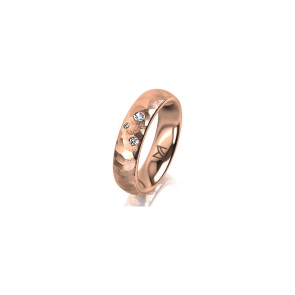 Ring 18 Karat Rotgold 5.0 mm diamantmatt 3 Brillanten G vs Gesamt 0,040ct