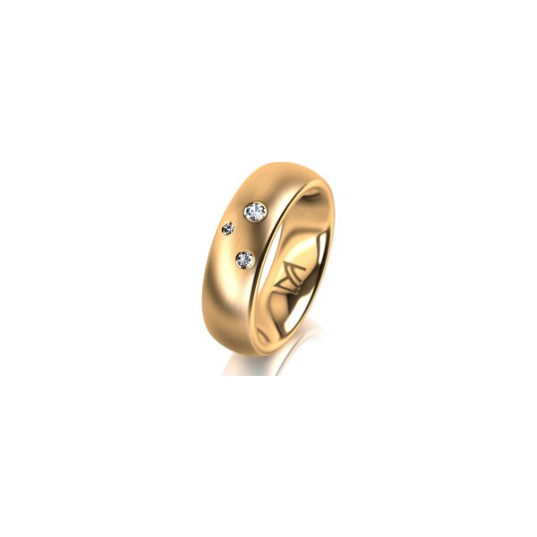 Ring 14 Karat Gelbgold 6.0 mm längsmatt 3 Brillanten G vs Gesamt 0,060ct