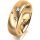 Ring 14 Karat Gelbgold 6.0 mm längsmatt 3 Brillanten G vs Gesamt 0,060ct