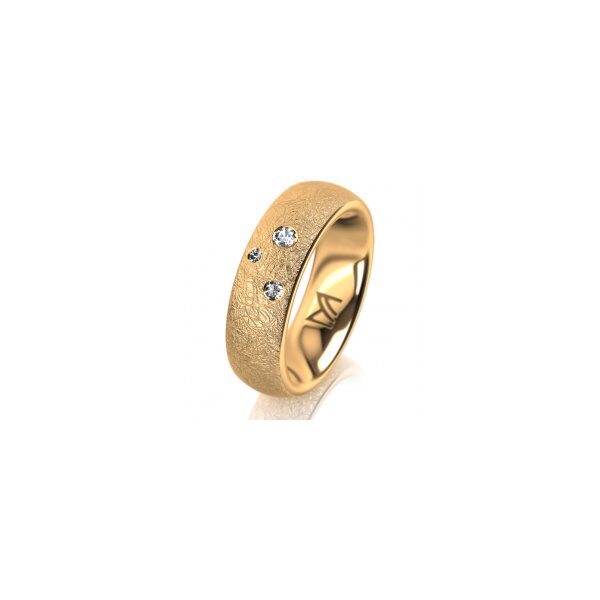 Ring 14 Karat Gelbgold 6.0 mm kreismatt 3 Brillanten G vs Gesamt 0,060ct