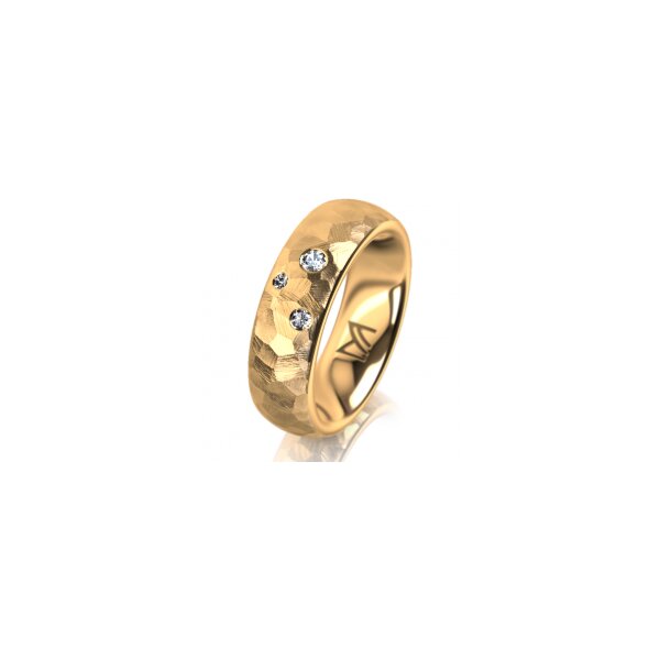 Ring 14 Karat Gelbgold 6.0 mm diamantmatt 3 Brillanten G vs Gesamt 0,060ct