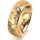 Ring 14 Karat Gelbgold 6.0 mm diamantmatt 3 Brillanten G vs Gesamt 0,060ct